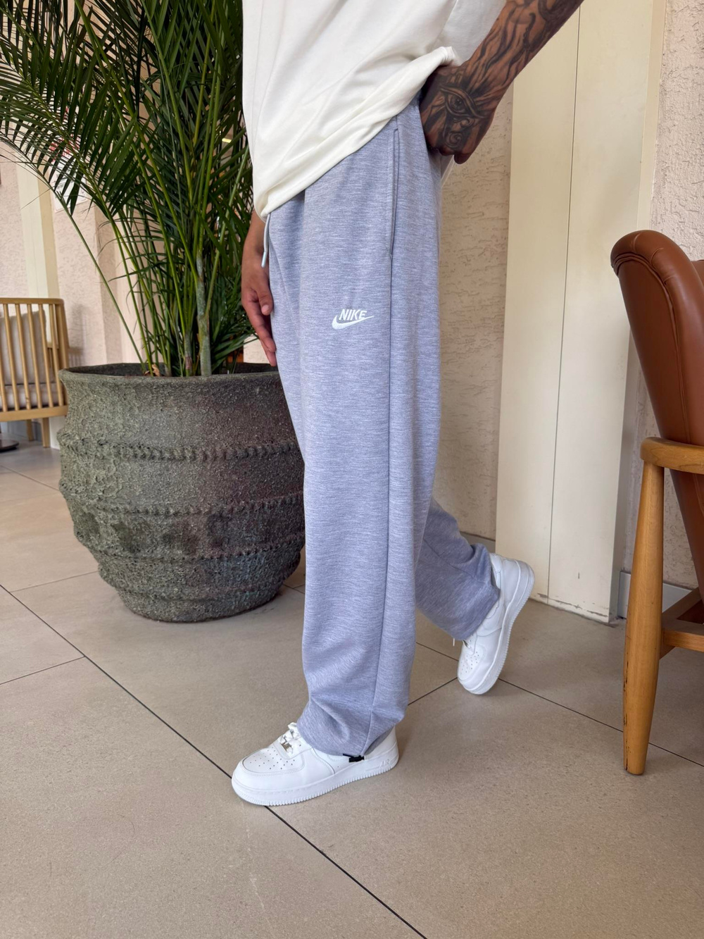 Nakışlı Basic Baggy Eşofman - Gri