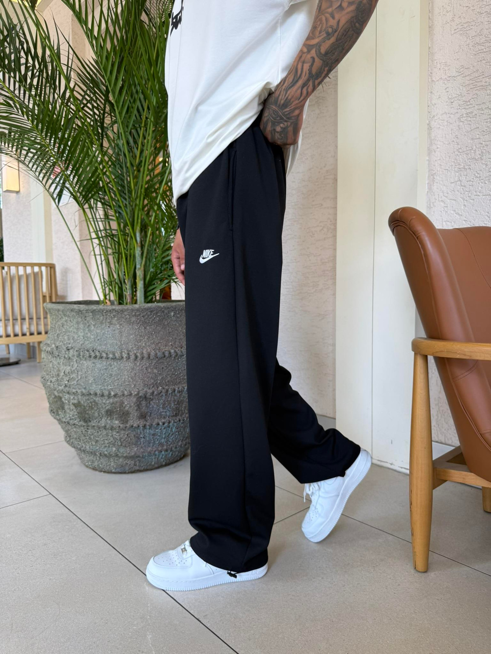 Nakışlı Basic Baggy Eşofman - Siyah