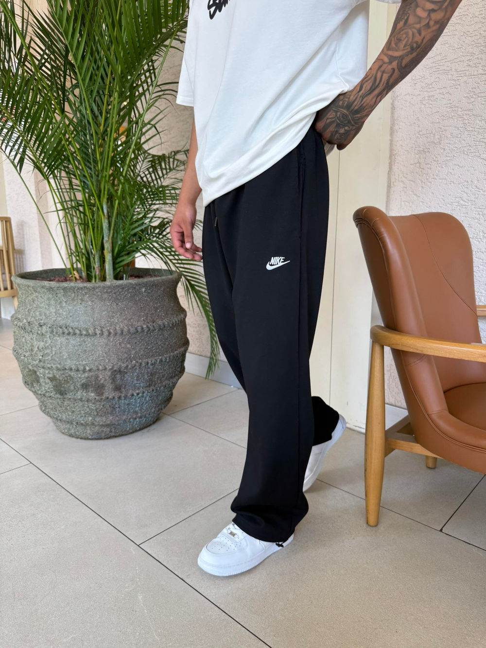 Nakışlı Basic Baggy Eşofman - Siyah