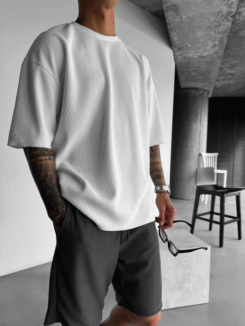 Old Money Fitilli T-Shirt - Beyaz