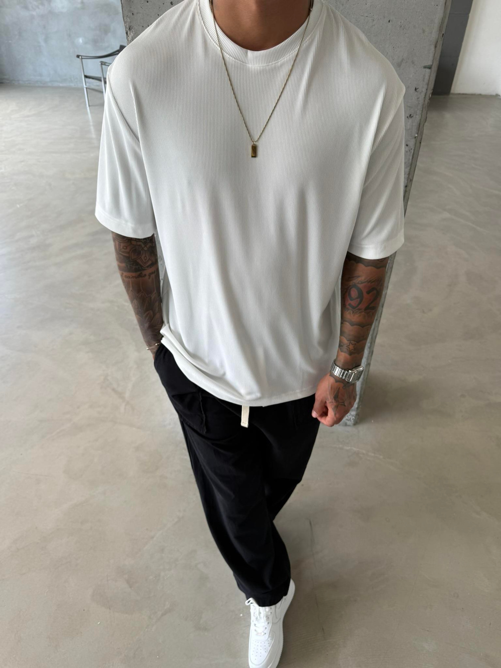 Old Money Ottoman Kumaş Basic T-Shirt - Beyaz