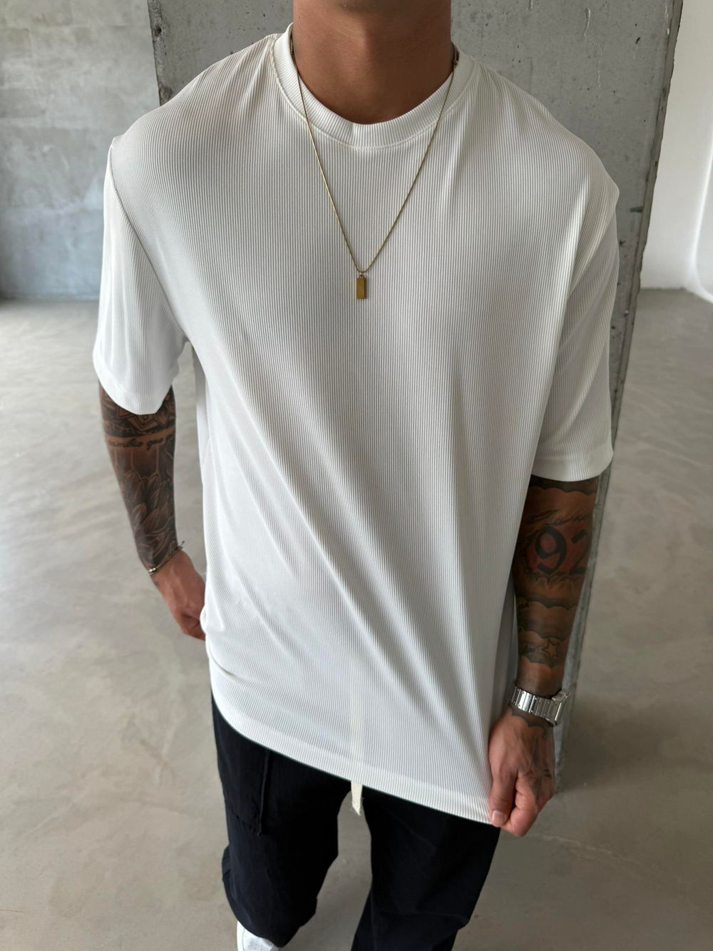 Old Money Ottoman Kumaş Basic T-Shirt - Beyaz