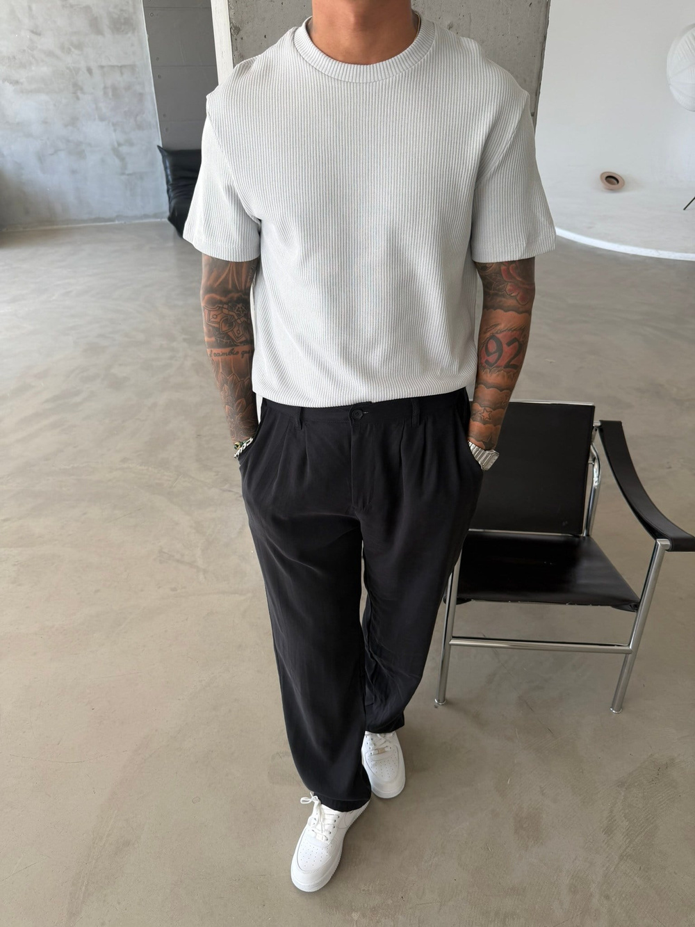 Old Money Triko Basic T-Shirt - Gri