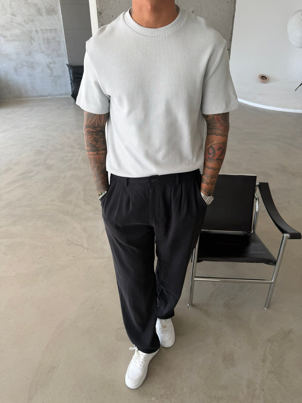 Old Money Triko Basic T-Shirt - Gri