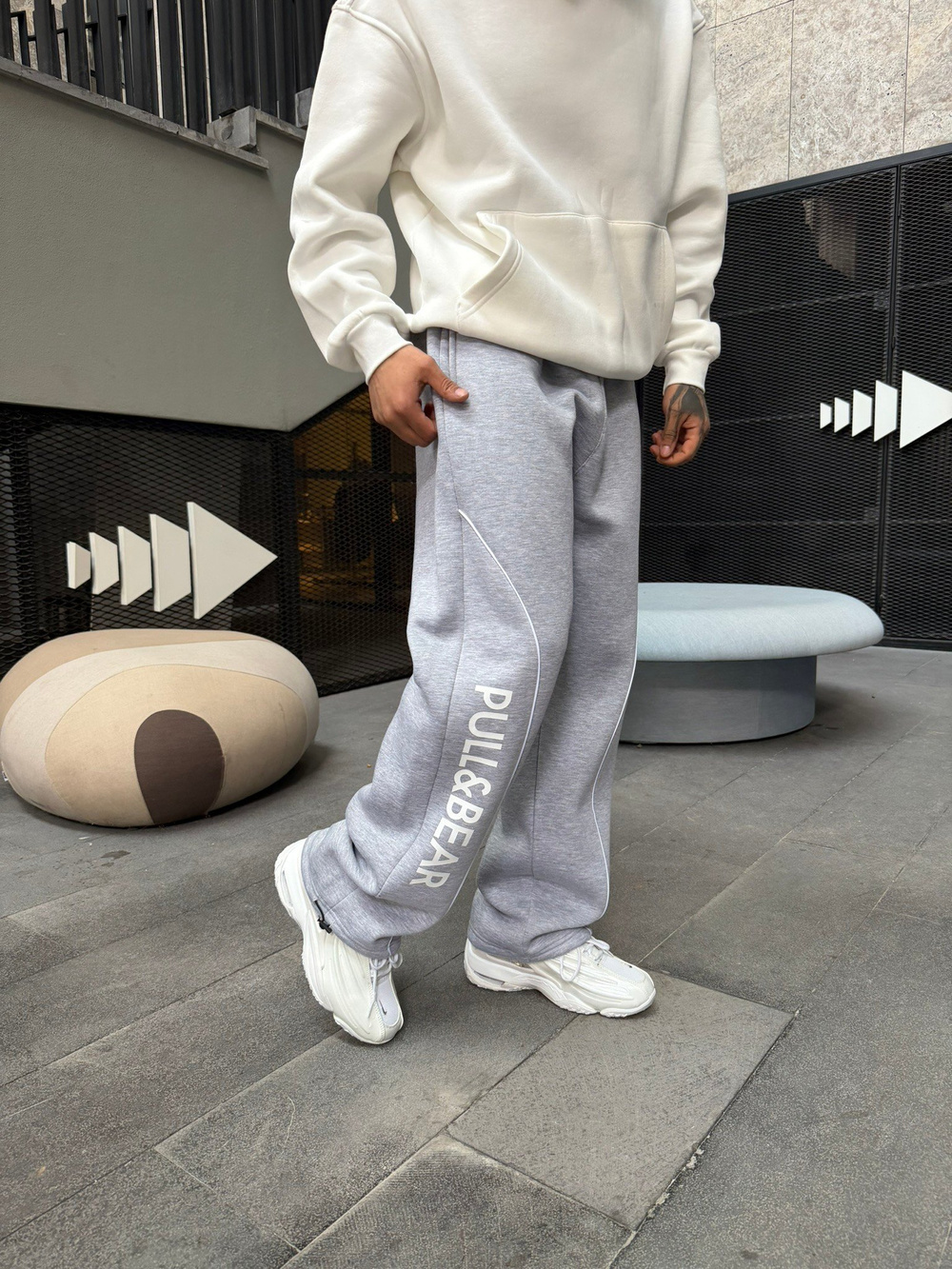 P&B Detaylı Baggy Premium Eşofman - Gri