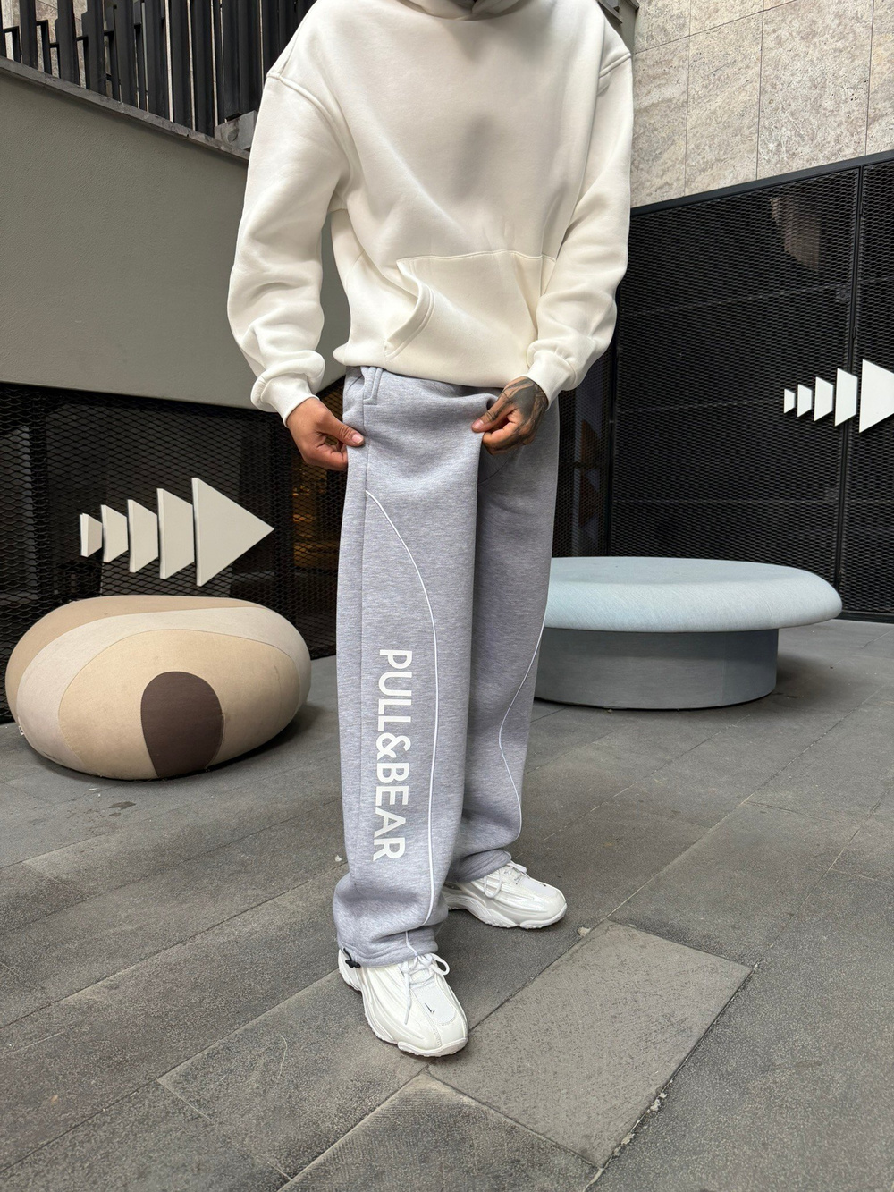 P&B Detaylı Baggy Premium Eşofman - Gri