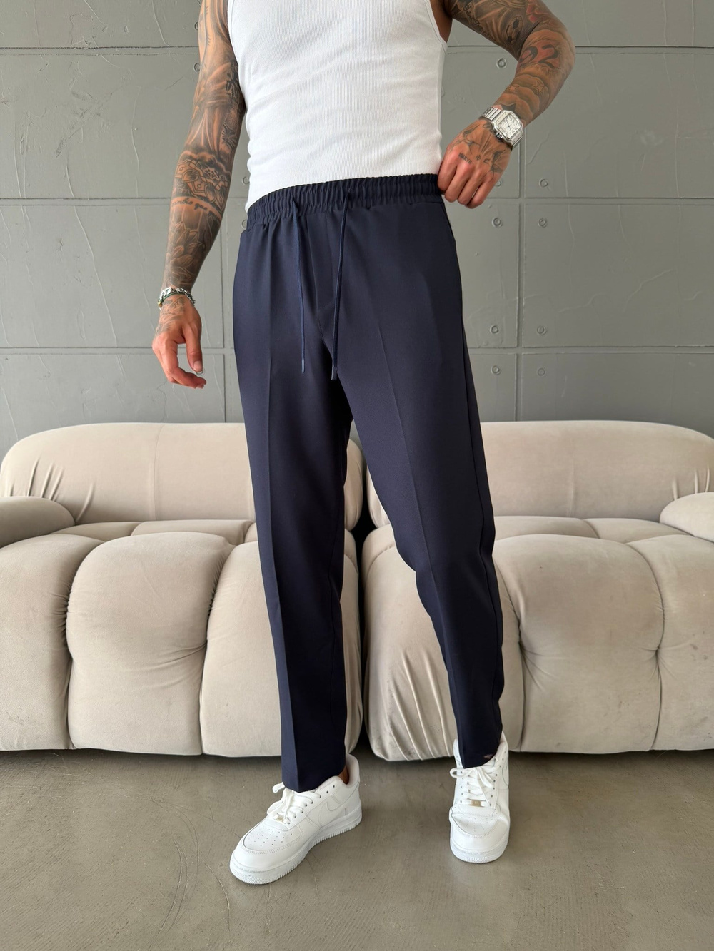 Pileli Comfort Fit Pantolon - İndigo