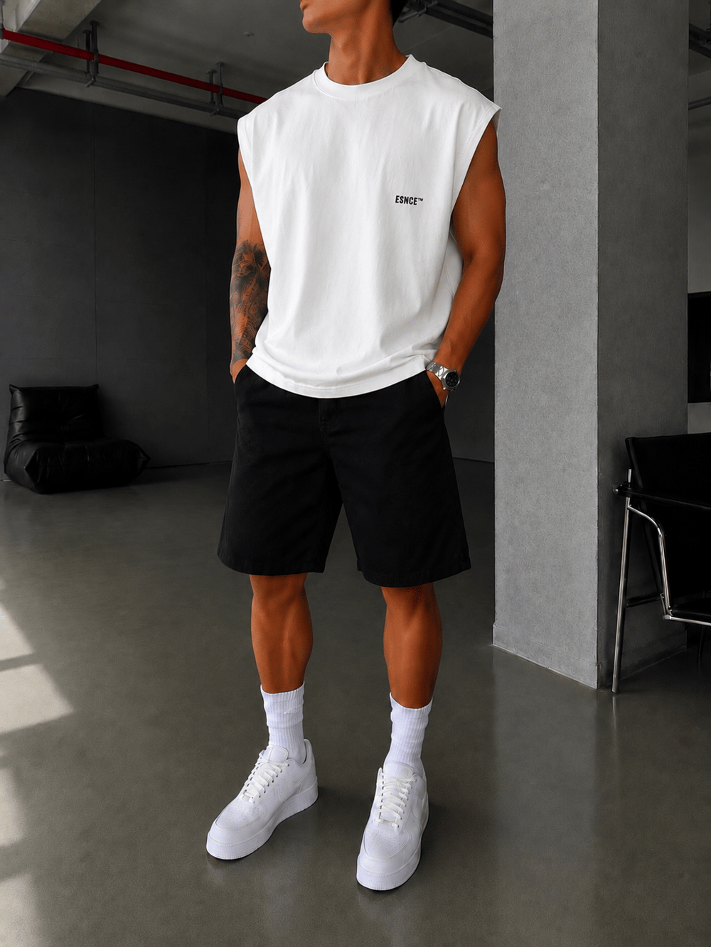 Premium 00 Esnce TM Sıfır Kol T-Shirt - Beyaz