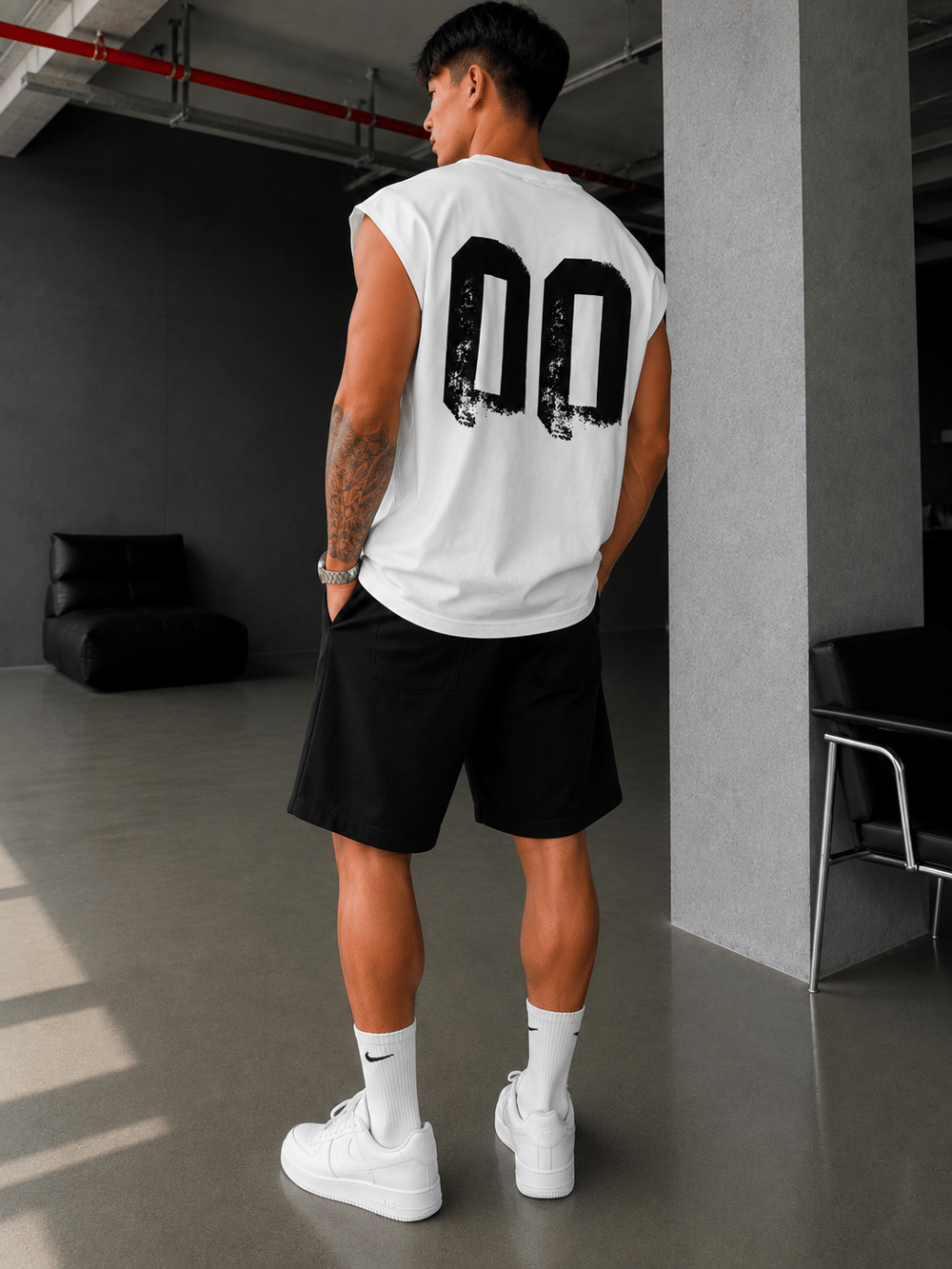 Premium 00 Esnce TM Sıfır Kol T-Shirt - Beyaz