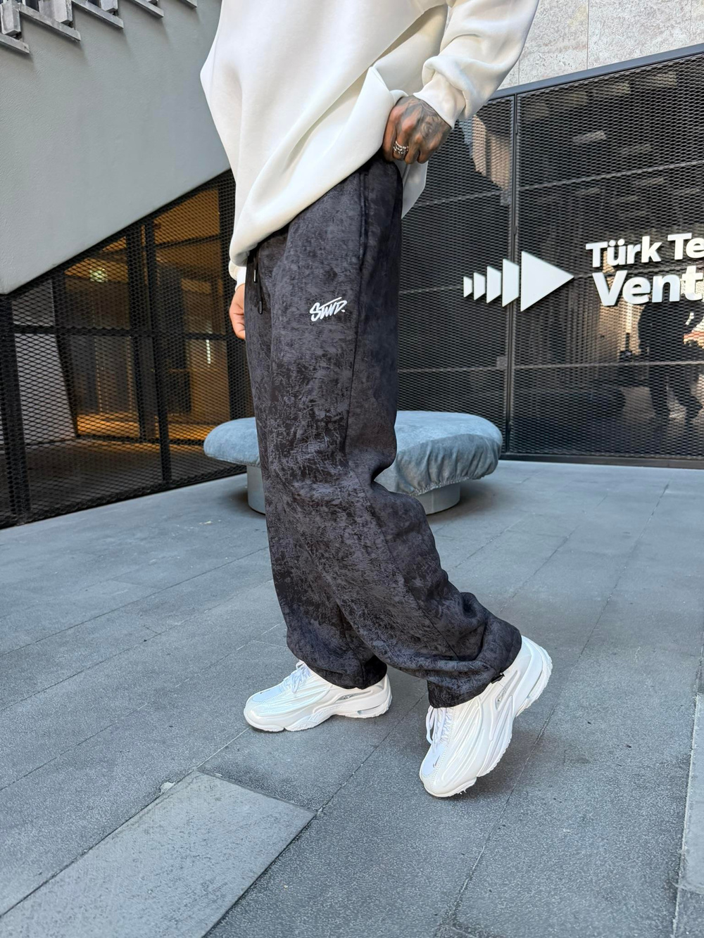 Premium Acid SW Yıkamalı Baggy Eşofman - Siyah