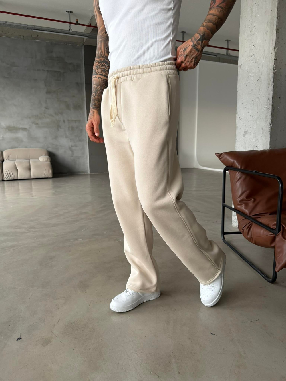 Premium İp Detaylı Basic Eşofman - Bej