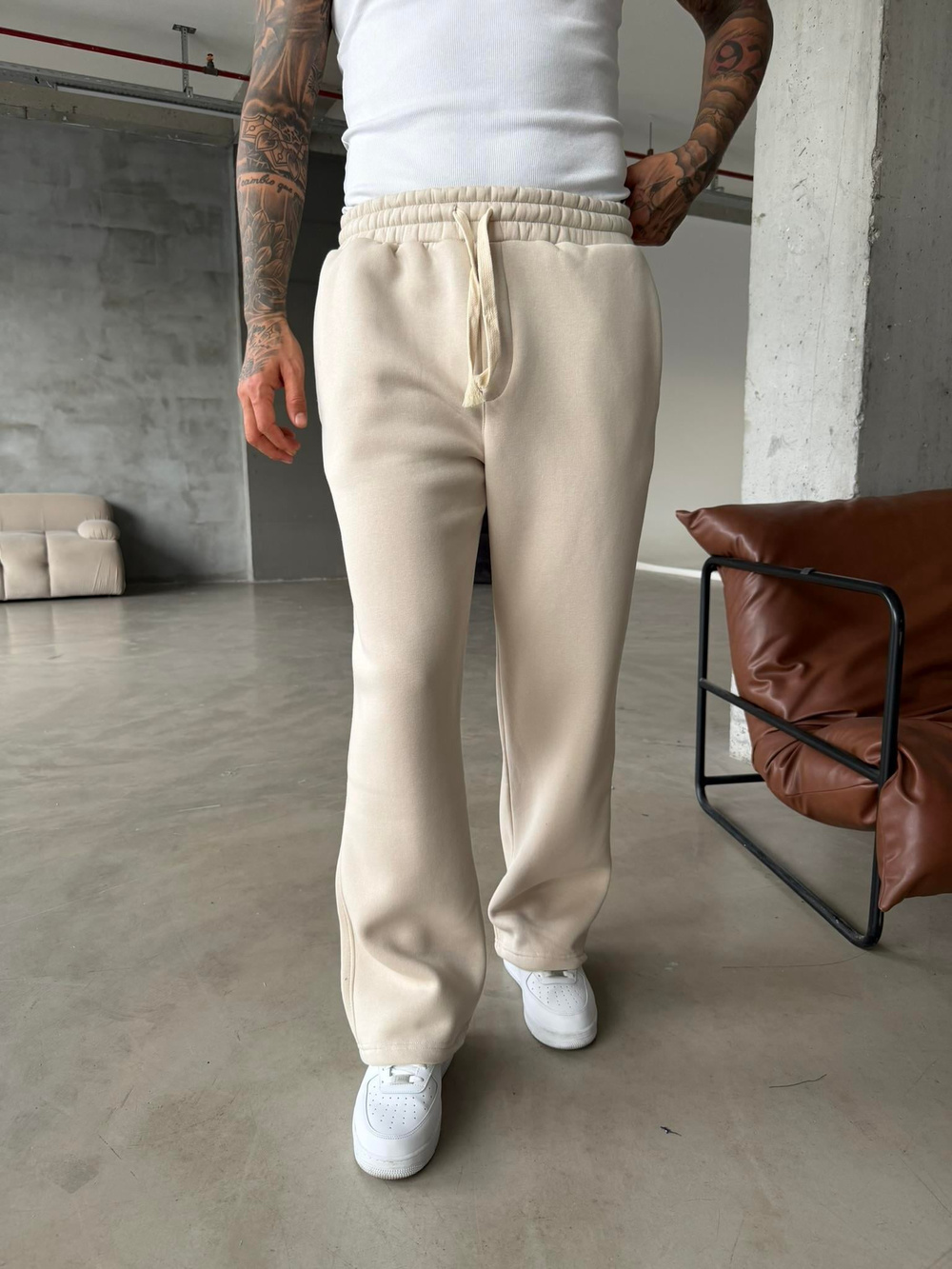 Premium İp Detaylı Basic Eşofman - Bej