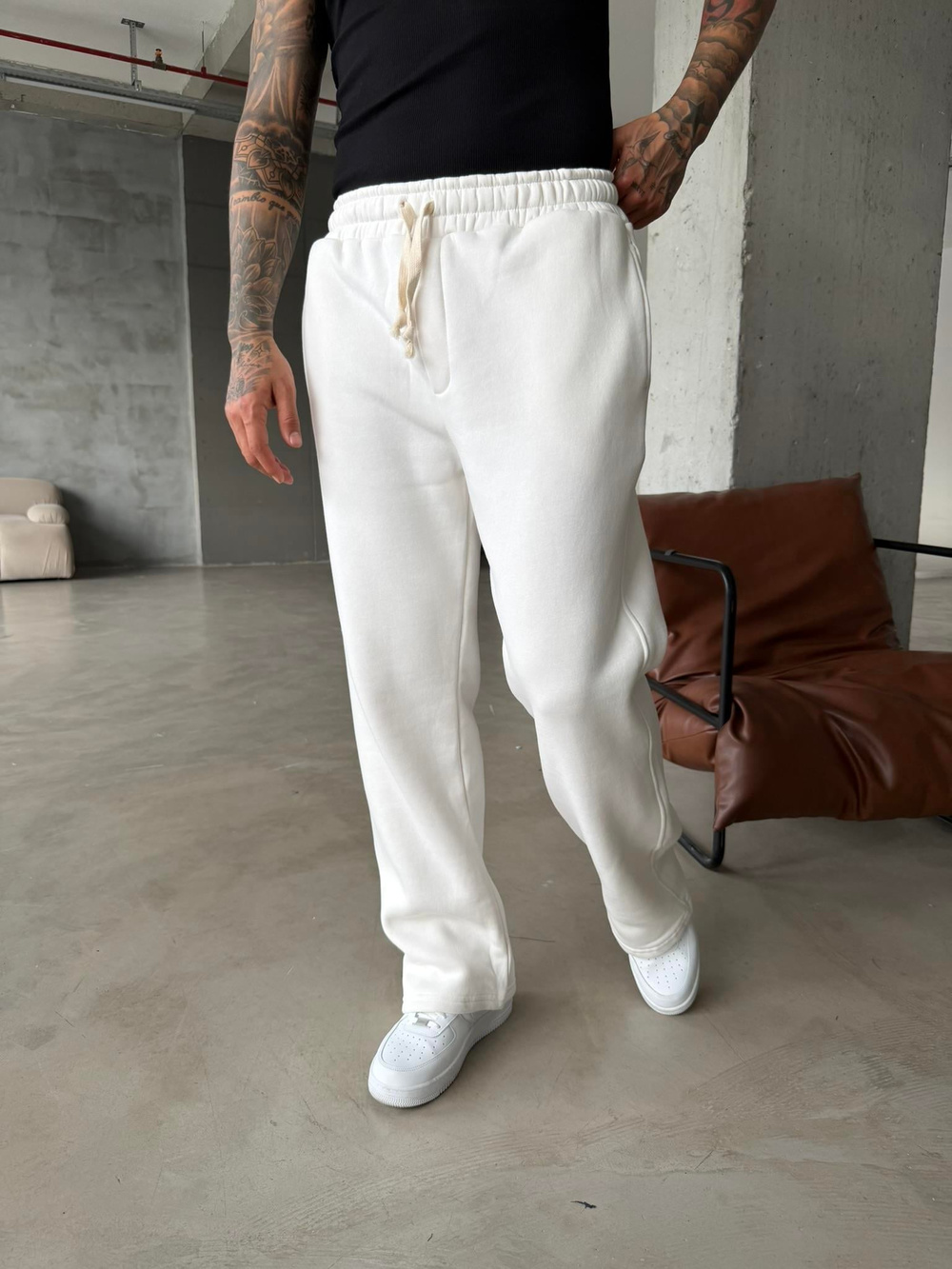 Premium İp Detaylı Basic Eşofman - Beyaz