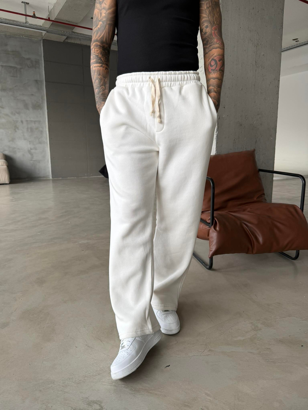 Premium İp Detaylı Basic Eşofman - Beyaz