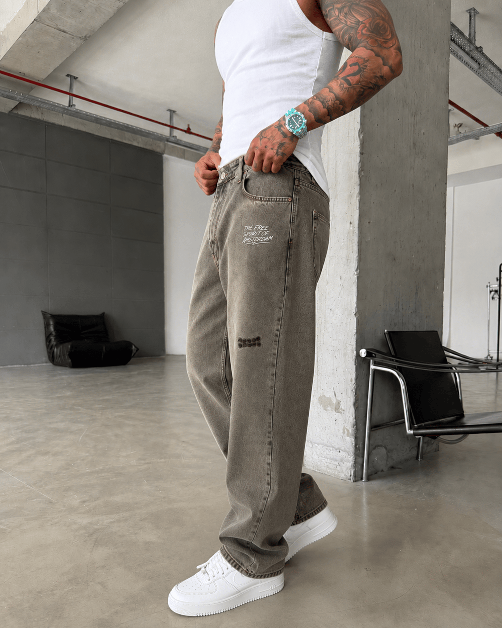 Premium Nakışlı Auro Prime Baggy Pantolon 