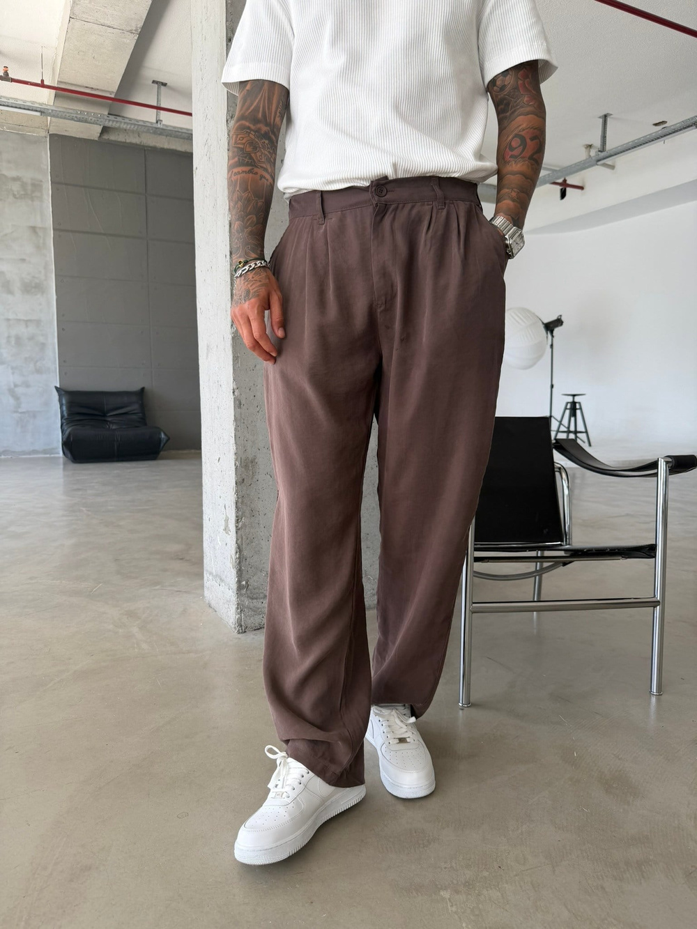 Premium Pileli Modal Kumaş Pantolon - Kahve