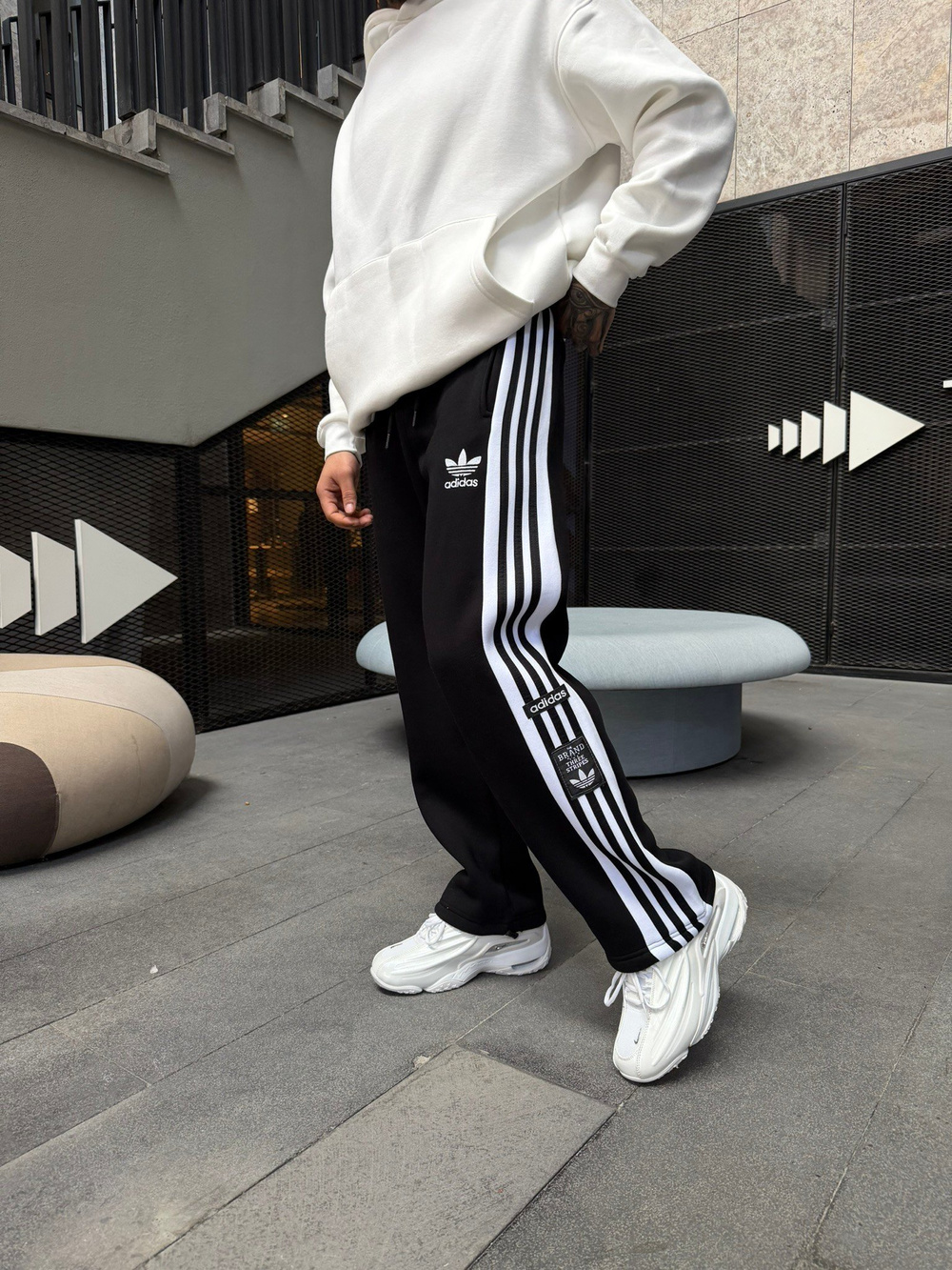 Premium Üç Cizgili Baggy Eşofman - Siyah