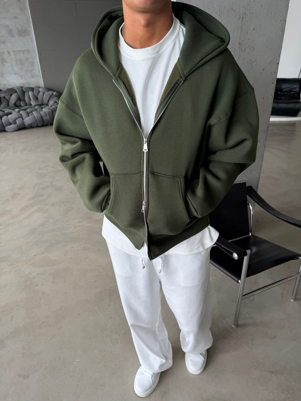 Puffer Boxy Fit Zippered Hoodie