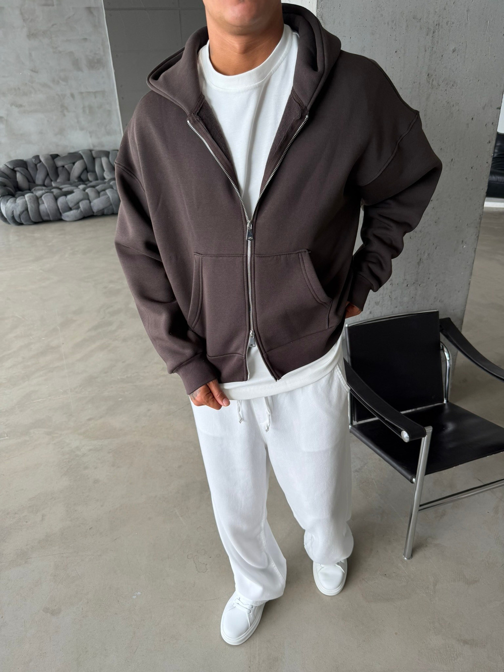 Puffer Boxy Fit Zippered Hoodie