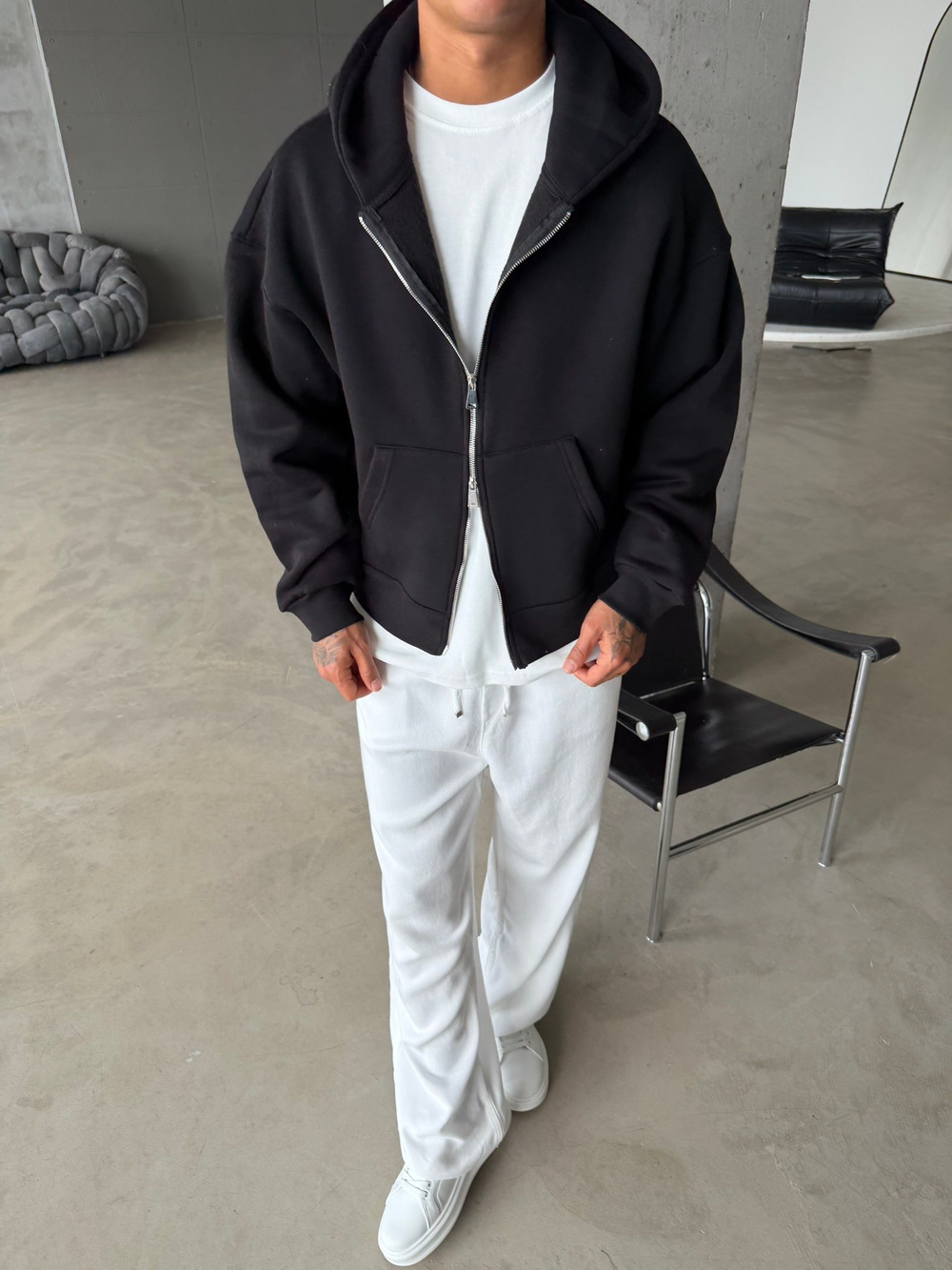Puffer Boxy Fit Zippered Hoodie