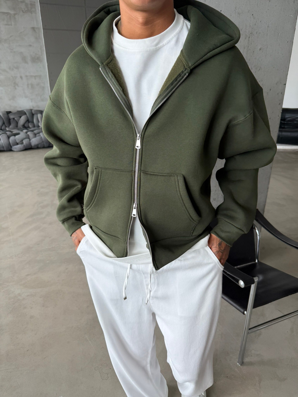 Puffer Boxy Fit Zippered Hoodie