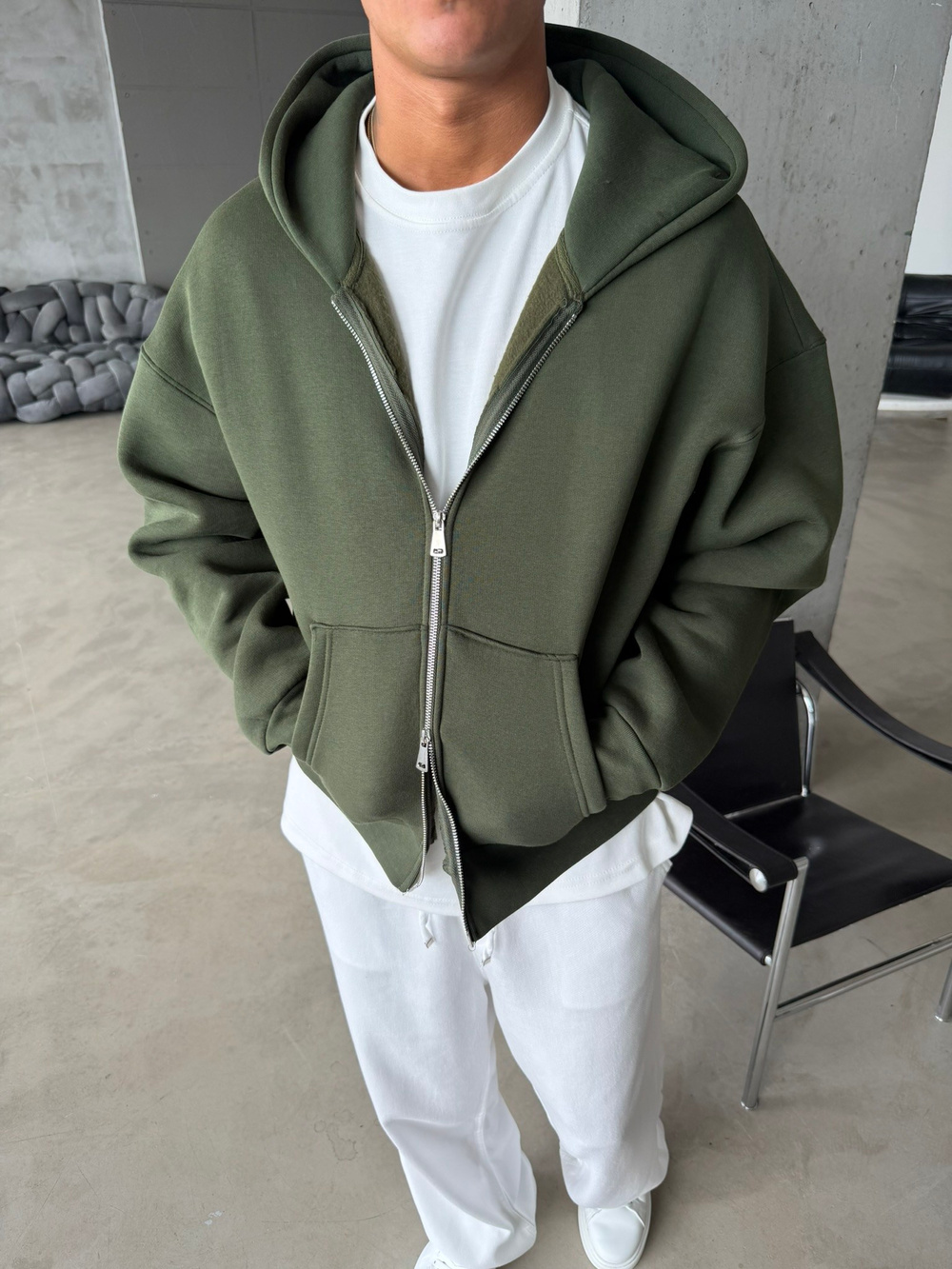 Puffer Boxy Fit Zippered Hoodie
