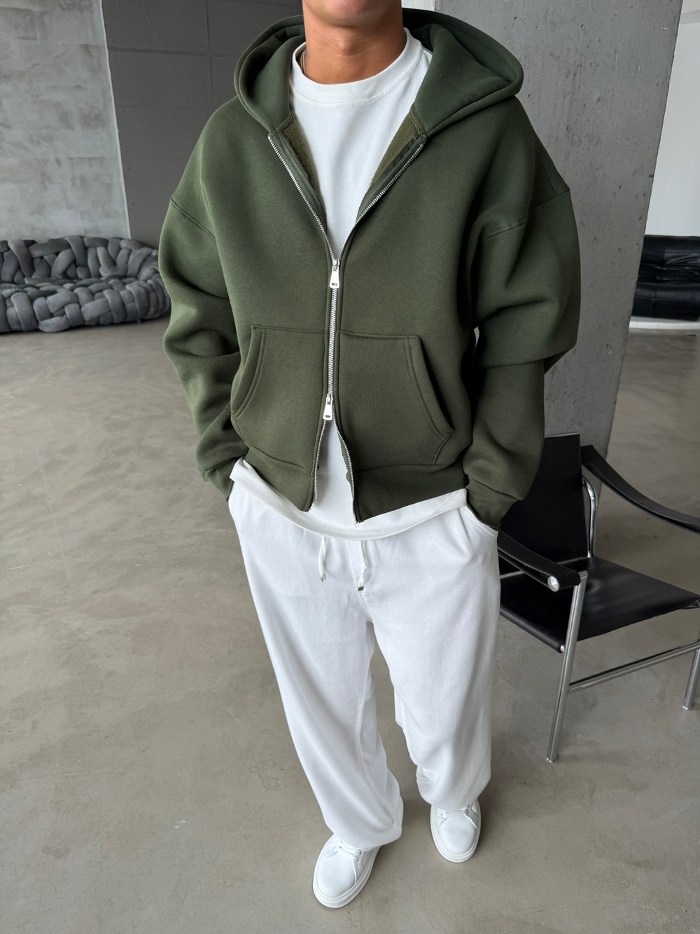 Puffer Boxy Fit Zippered Hoodie