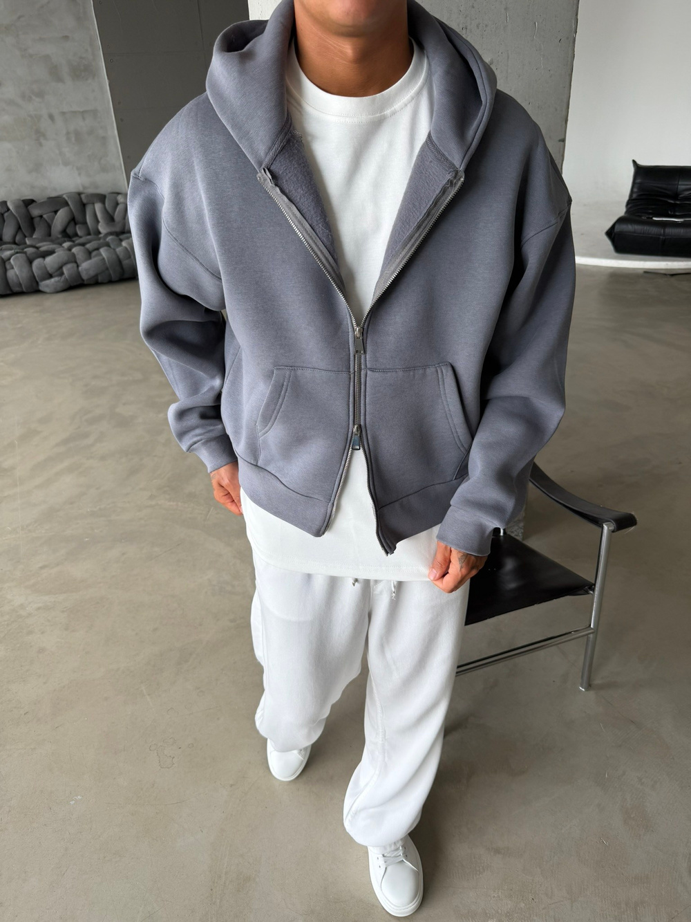 Puffer Boxy Fit Zippered Hoodie