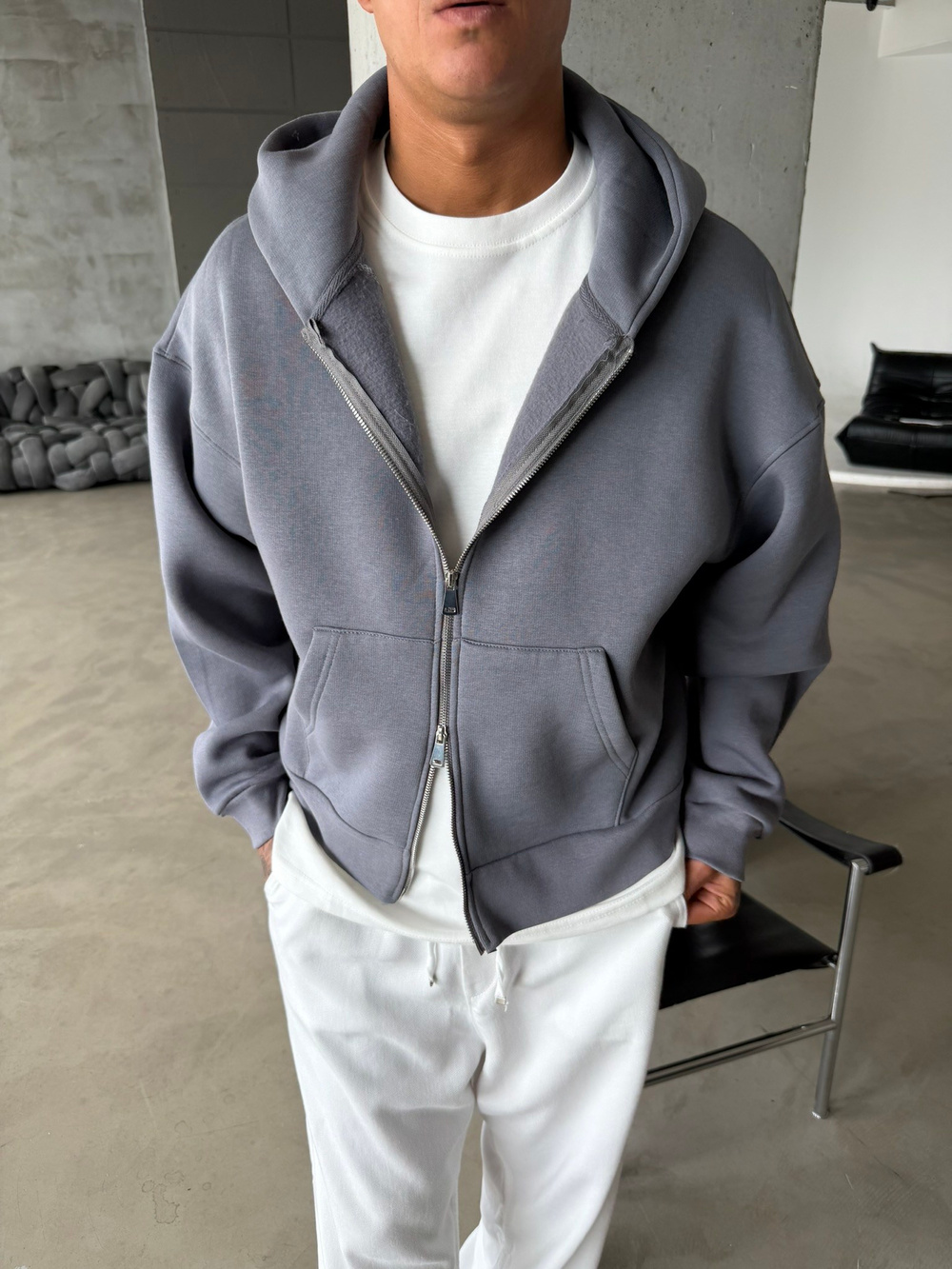 Puffer Boxy Fit Zippered Hoodie