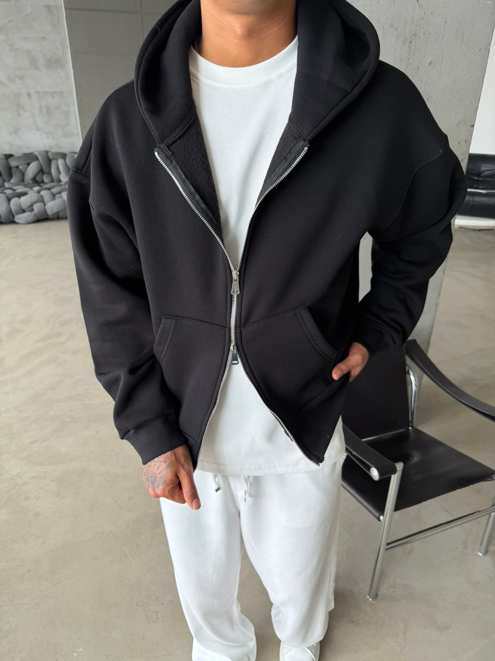 Puffer Boxy Fit Zippered Hoodie