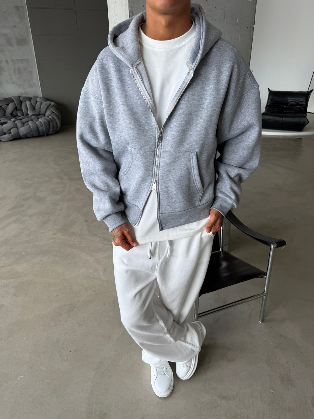 Puffer Boxy Fit Zippered Hoodie