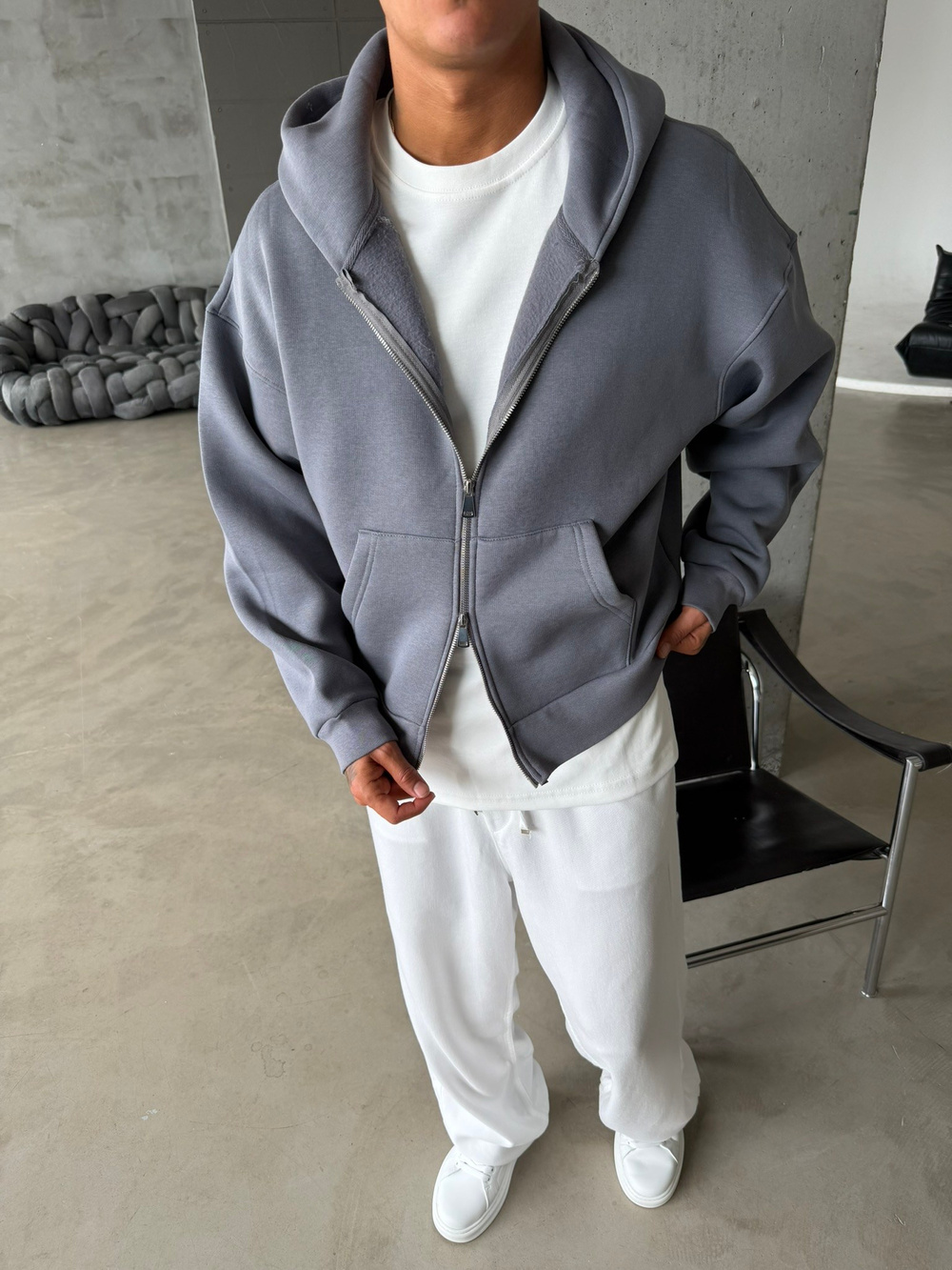Puffer Boxy Fit Zippered Hoodie