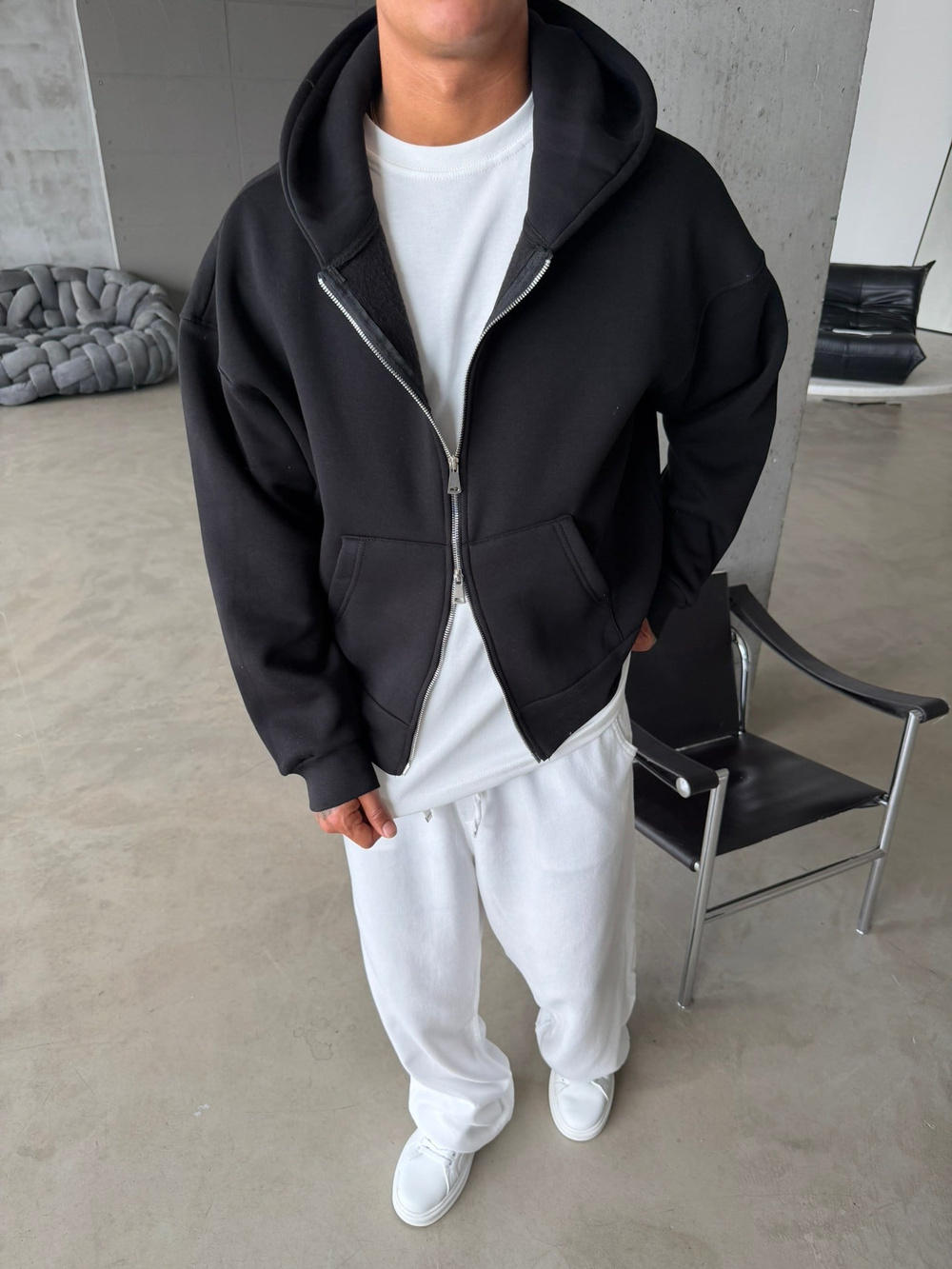 Puffer Boxy Fit Zippered Hoodie