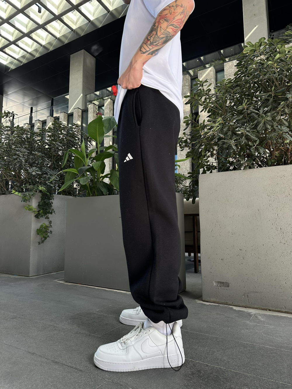 Reflektör Baskı Baggy Stoper Paça Eşofman Altı-Siyah