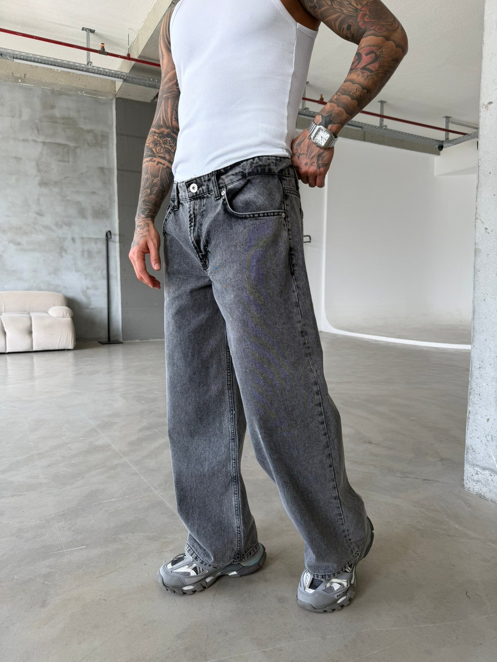 Relax Super Baggy Pantolon - Gri