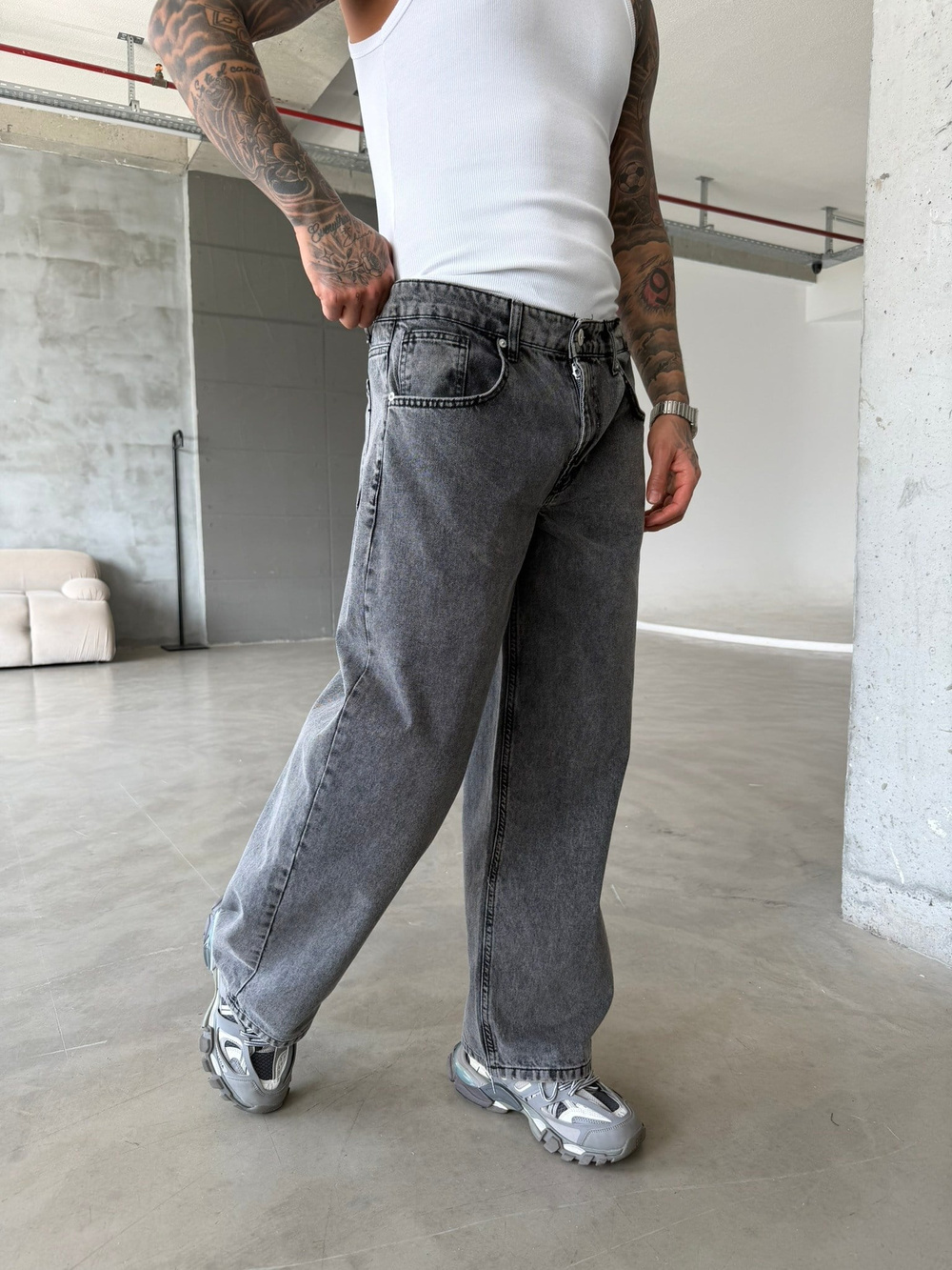 Relax Super Baggy Pantolon - Gri