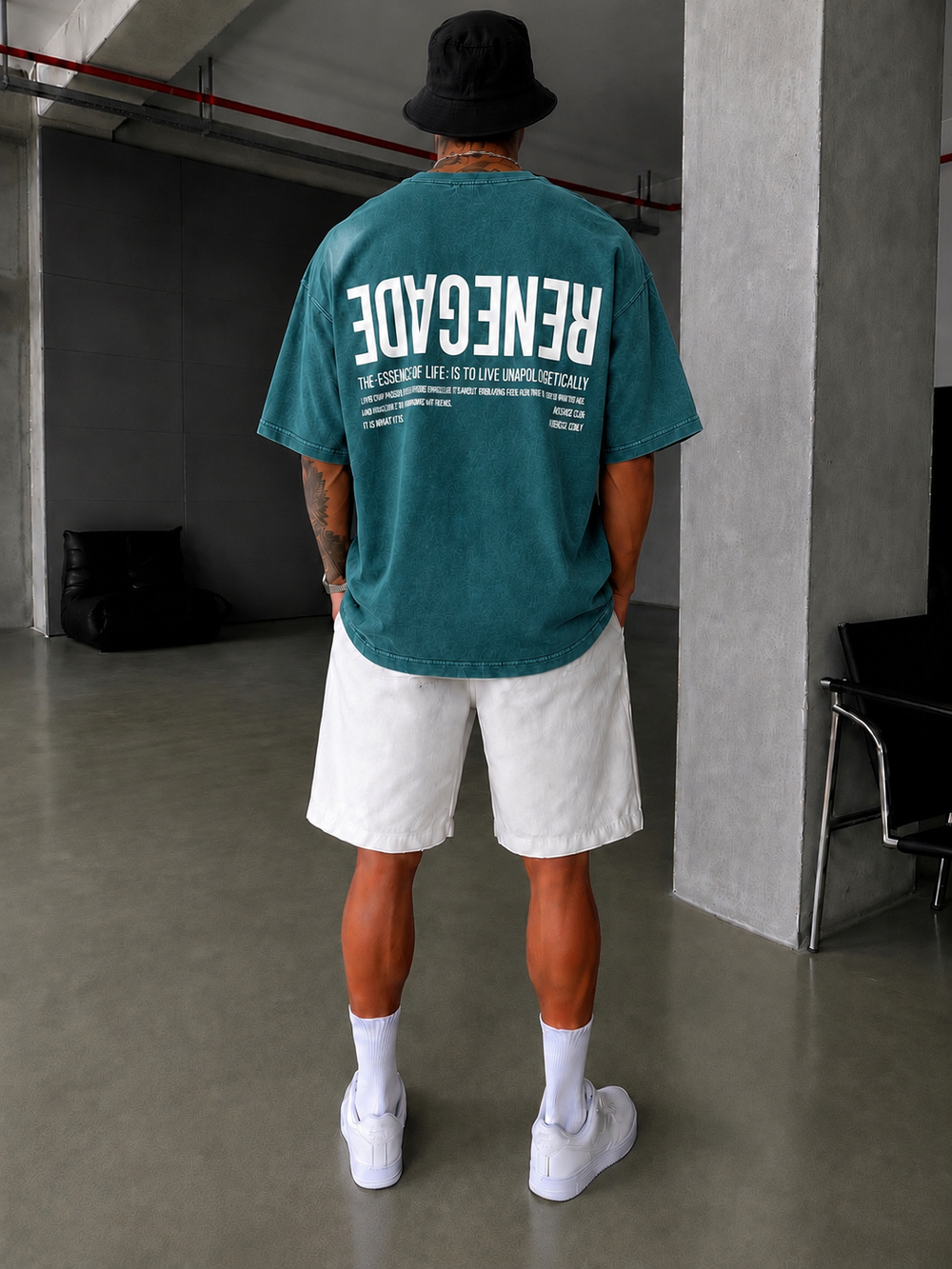 Renegade Yıkamalı Oversize T-Shirt -Yeşil