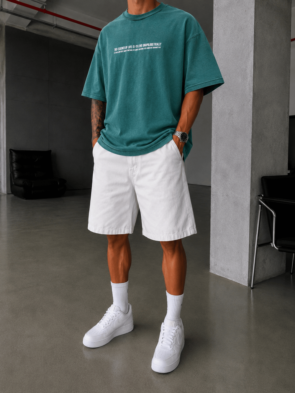 Renegade Yıkamalı Oversize T-Shirt -Yeşil