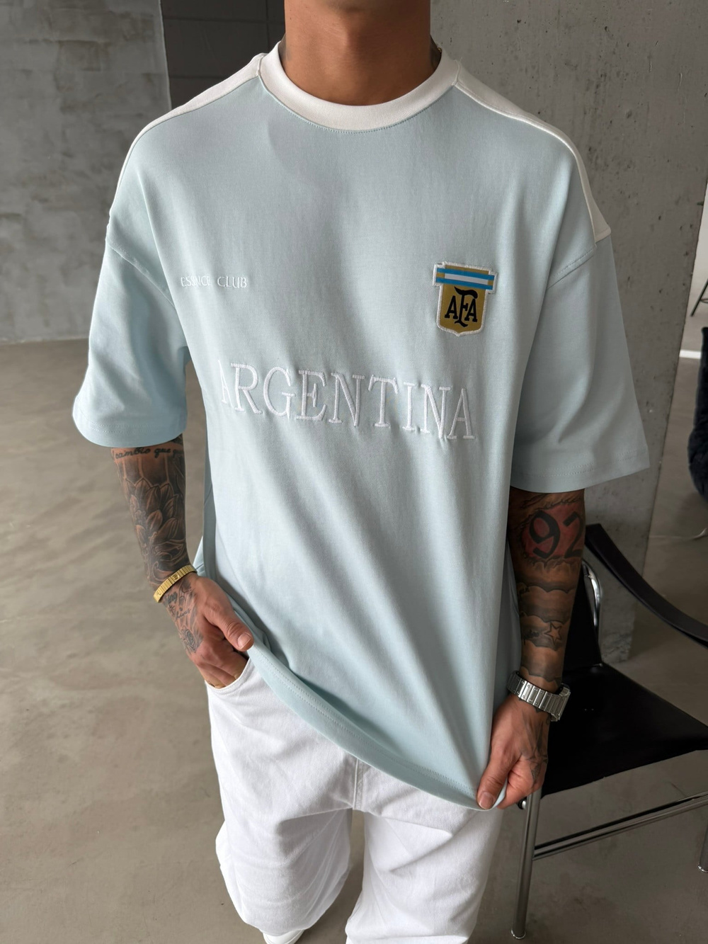 Retro AFA Style Basic T-Shirt - Bebe Mavi