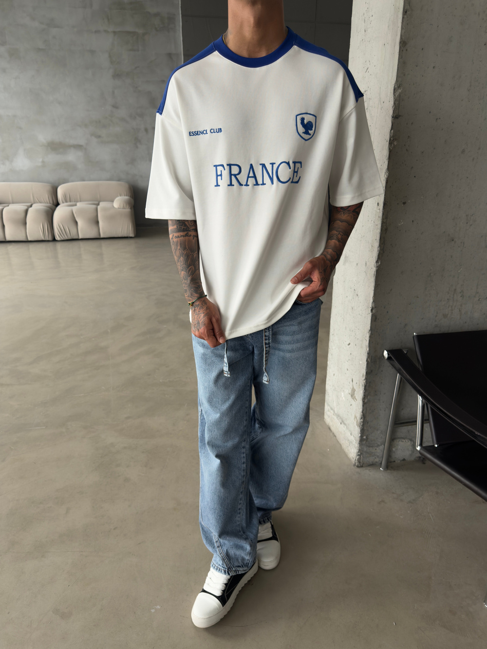Retro FRANCE Style Basic T-Shirt - Ekru