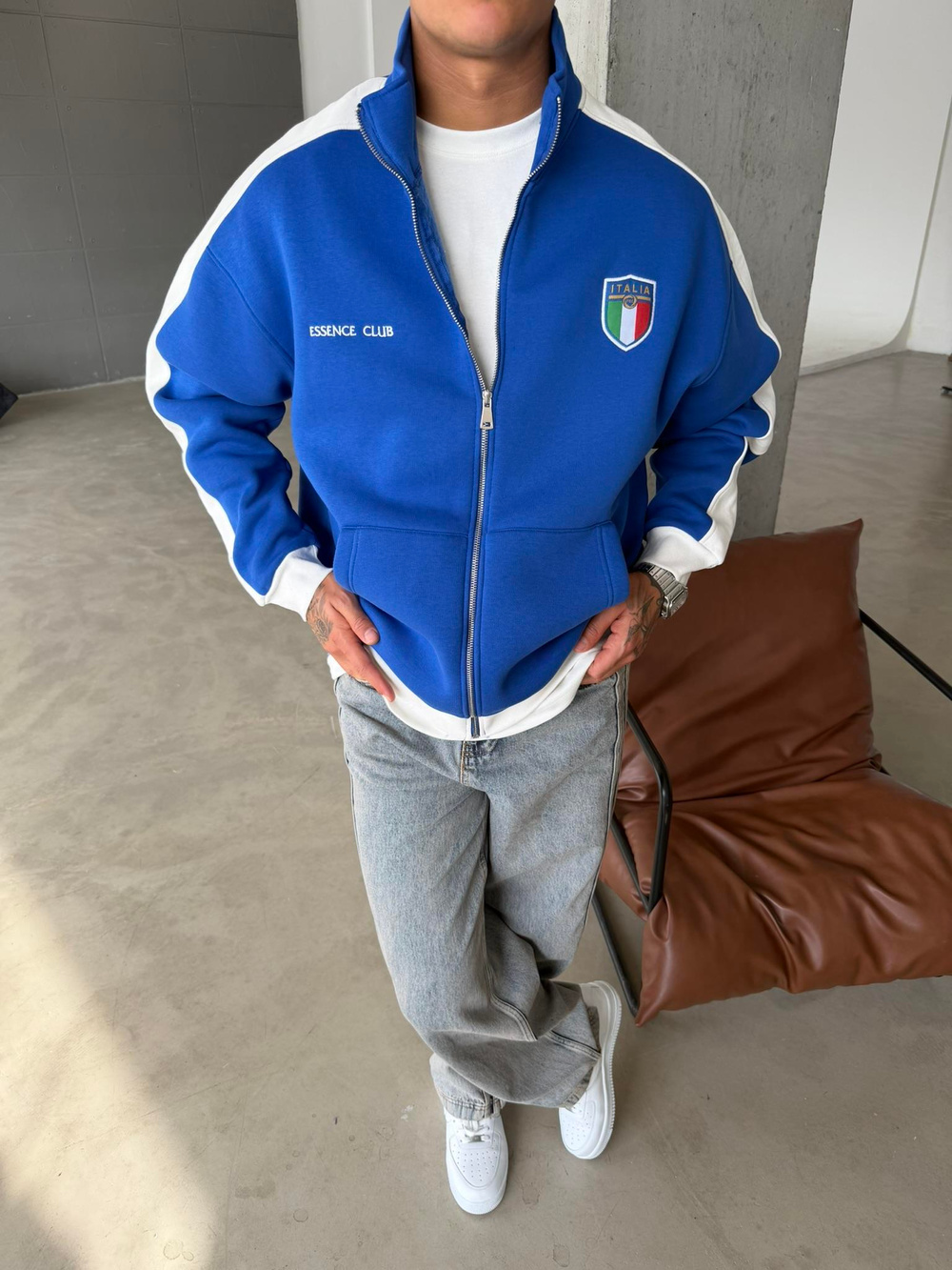 Retro Italia Style Track Zip - Mavi