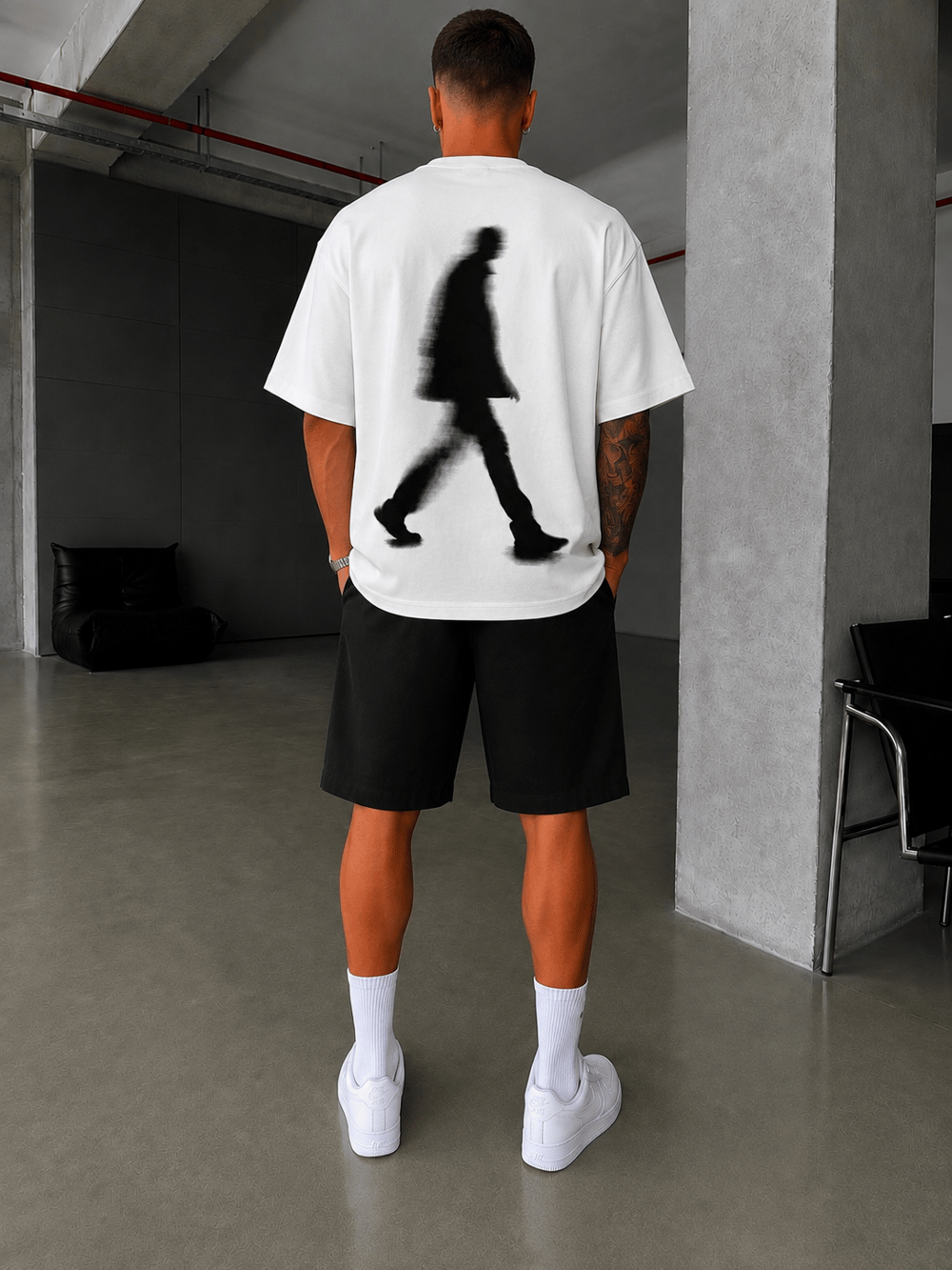 Shdow Wal Baskılı Acid Yıkama T-Shirt