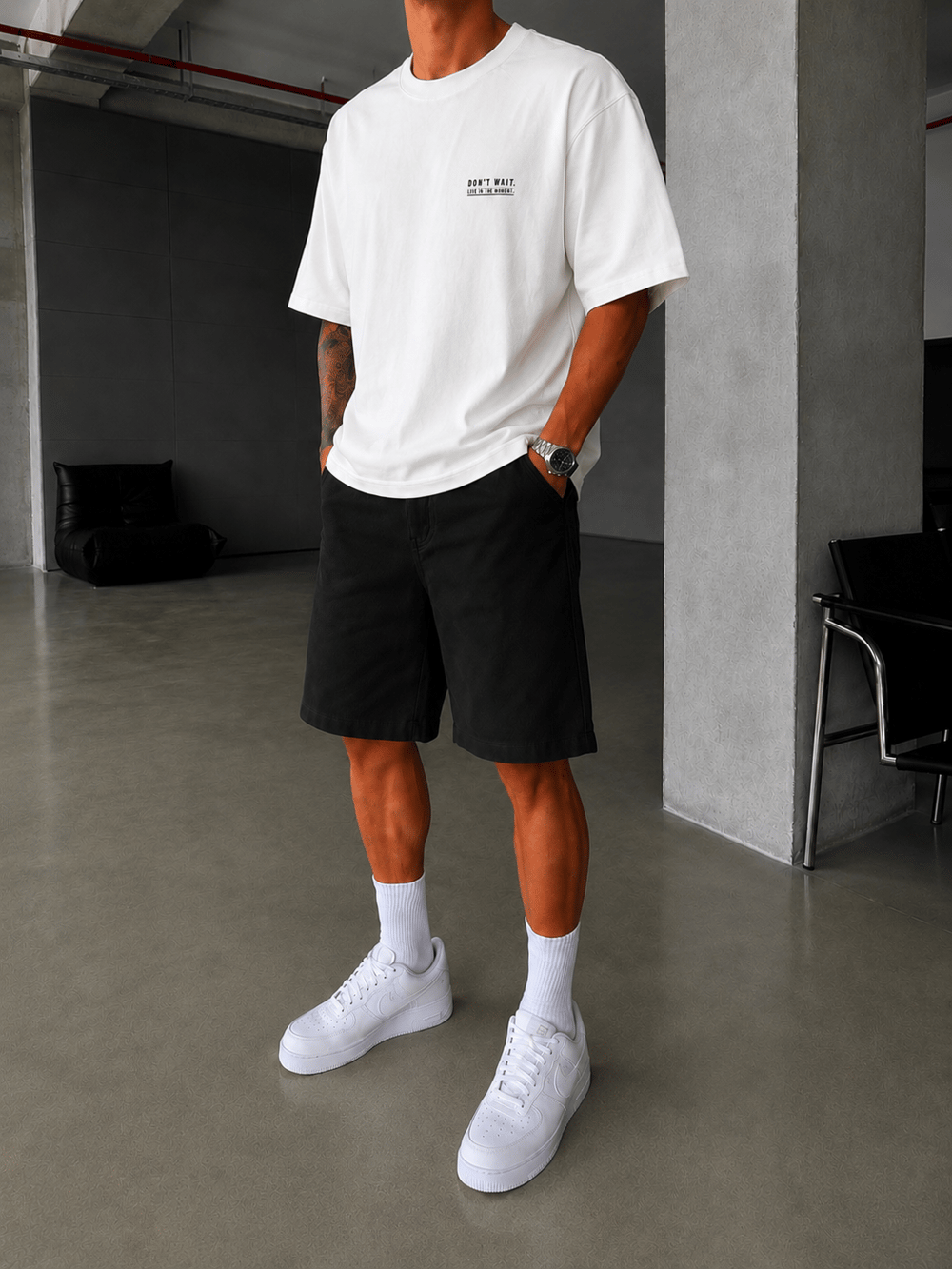 Shdow Wal Baskılı Acid Yıkama T-Shirt