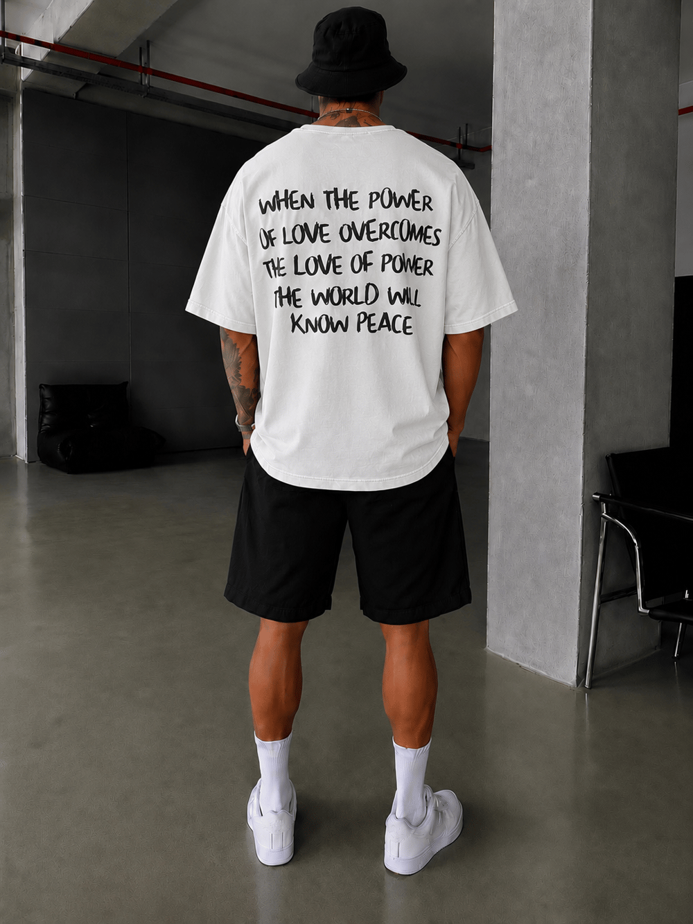 Sırt Nakış Detaylı When The Power T-Shirt- Beyaz