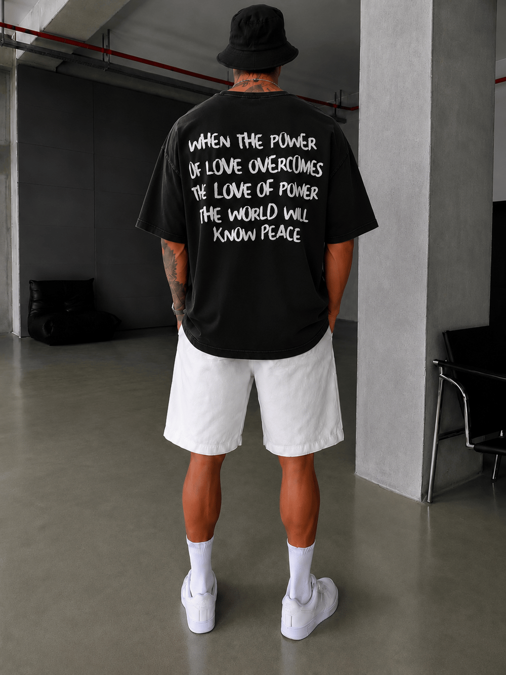 Sırt Nakış Detaylı When The Power T-Shirt- Siyah