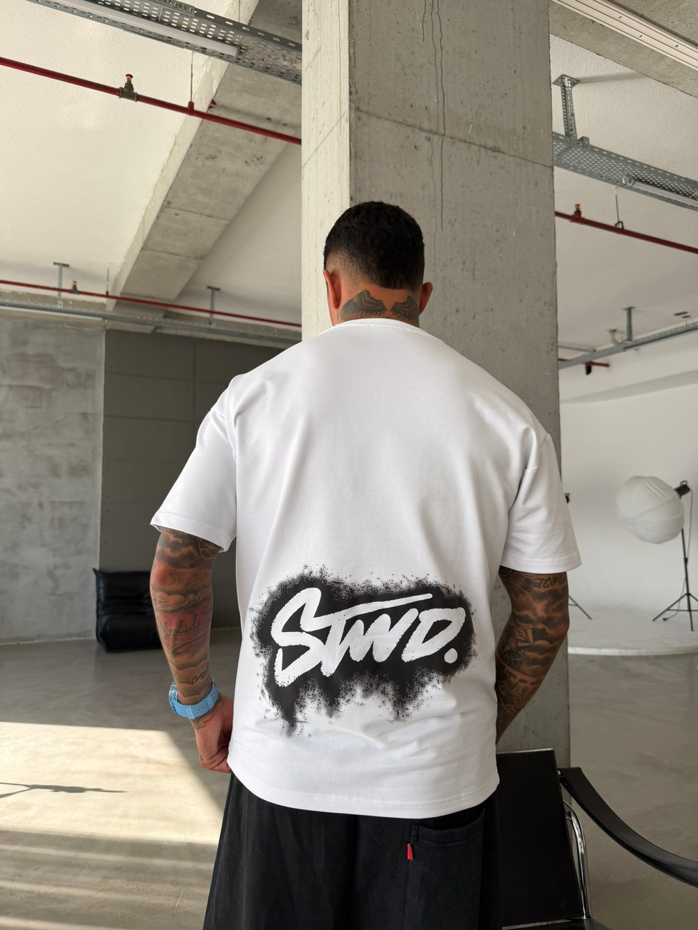 Smoke Signature Oversize T-Shirt - Beyaz