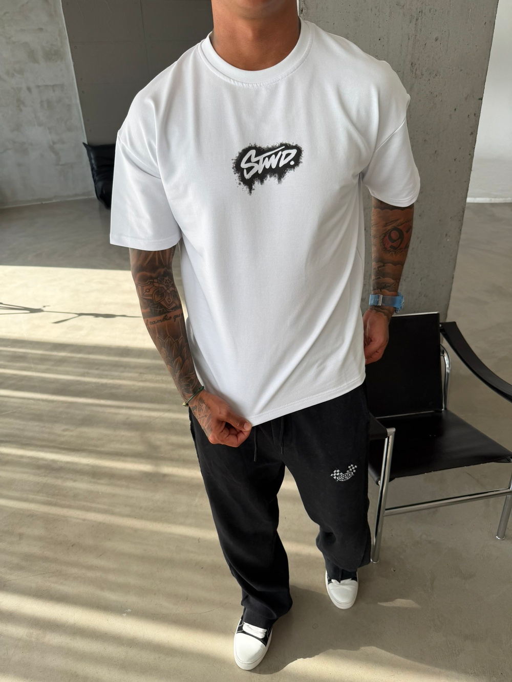 Smoke Signature Oversize T-Shirt - Beyaz