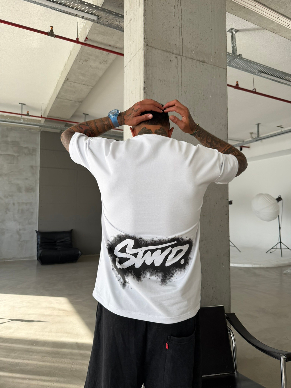 Smoke Signature Oversize T-Shirt - Beyaz
