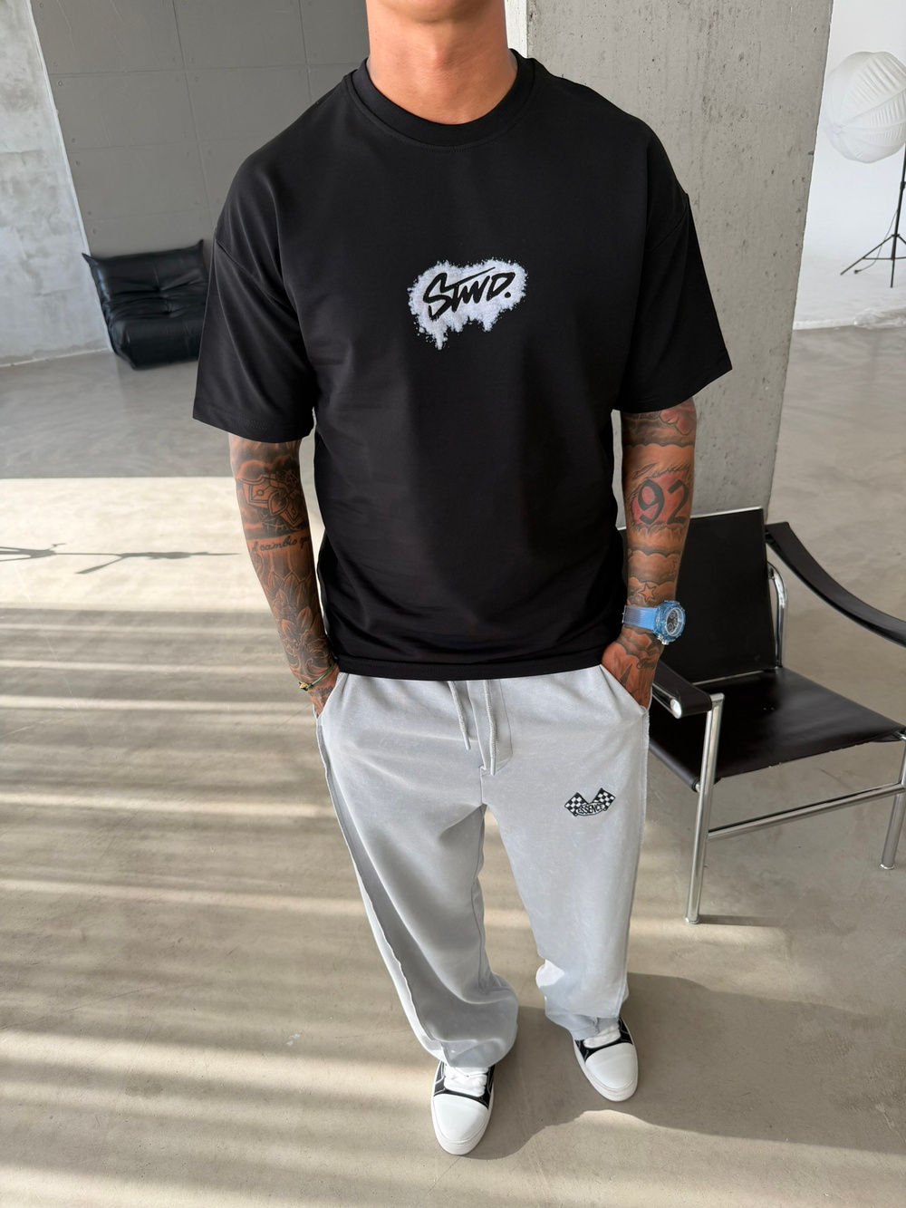 Smoke Signature Oversize T-Shirt - Siyah