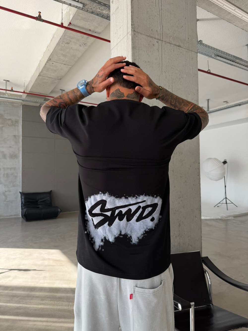 Smoke Signature Oversize T-Shirt - Siyah